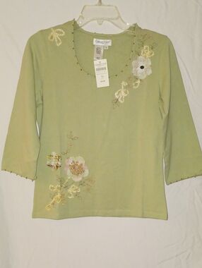 Cold Water Creek Women's Olive Green Shirt